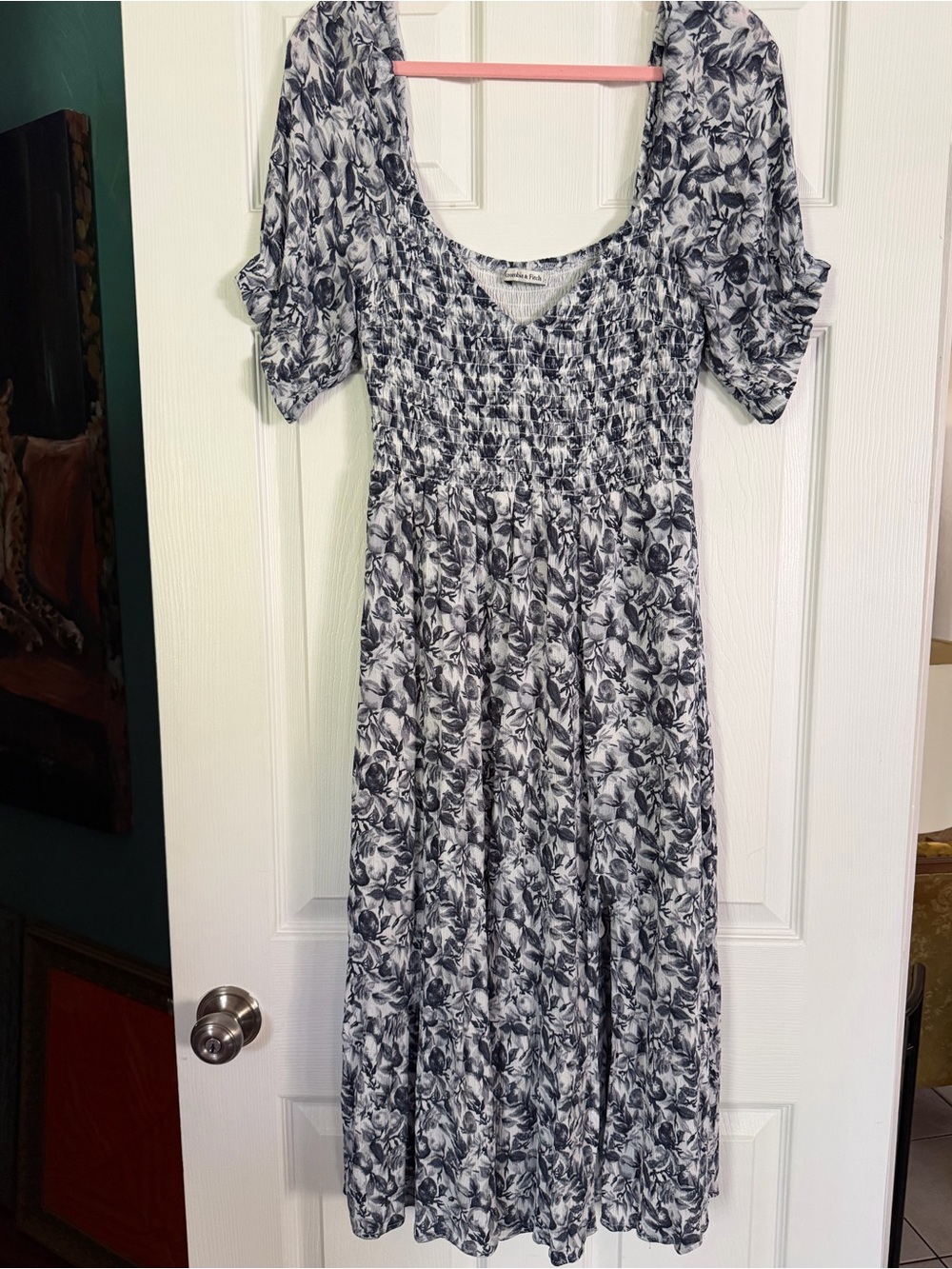 Abercrombie & Fitch navy and White Floral Midi Dress